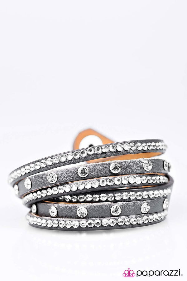 Rhinestone Double Wrap Snap Bracelet