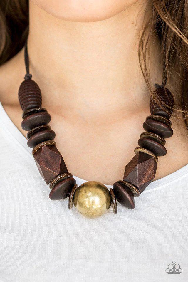 Grand Turks Getaway Brass Necklace - Paparazzi Accessories- lightbox - CarasShop.com - $5 Jewelry by Cara Jewels