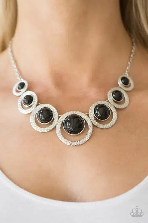 Jungle River Black Necklace - Paparazzi Accessories- on model - CarasShop.com - $5 Jewelry by Cara Jewels