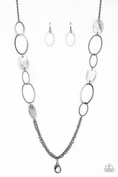 Kaleidoscope Coasts Black Lanyard Necklace - Paparazzi Accessories-CarasShop.com - $5 Jewelry by Cara Jewels