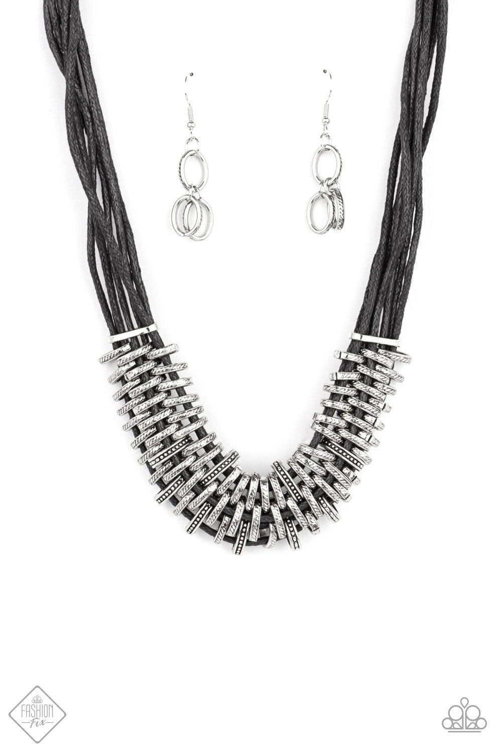 Lock, Stock and SPARKLE Black and Silver Necklace - Paparazzi Accessories- lightbox - CarasShop.com - $5 Jewelry by Cara Jewels