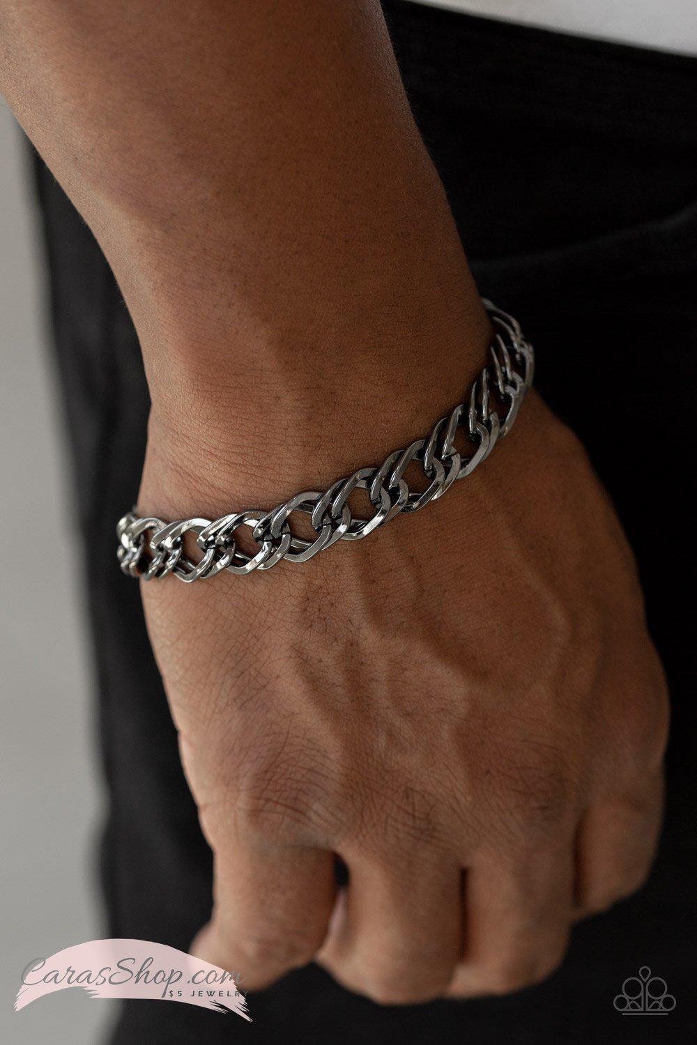 On The Ropes Men&#39;s Black Chain Bracelet - Paparazzi Accessories-CarasShop.com - $5 Jewelry by Cara Jewels