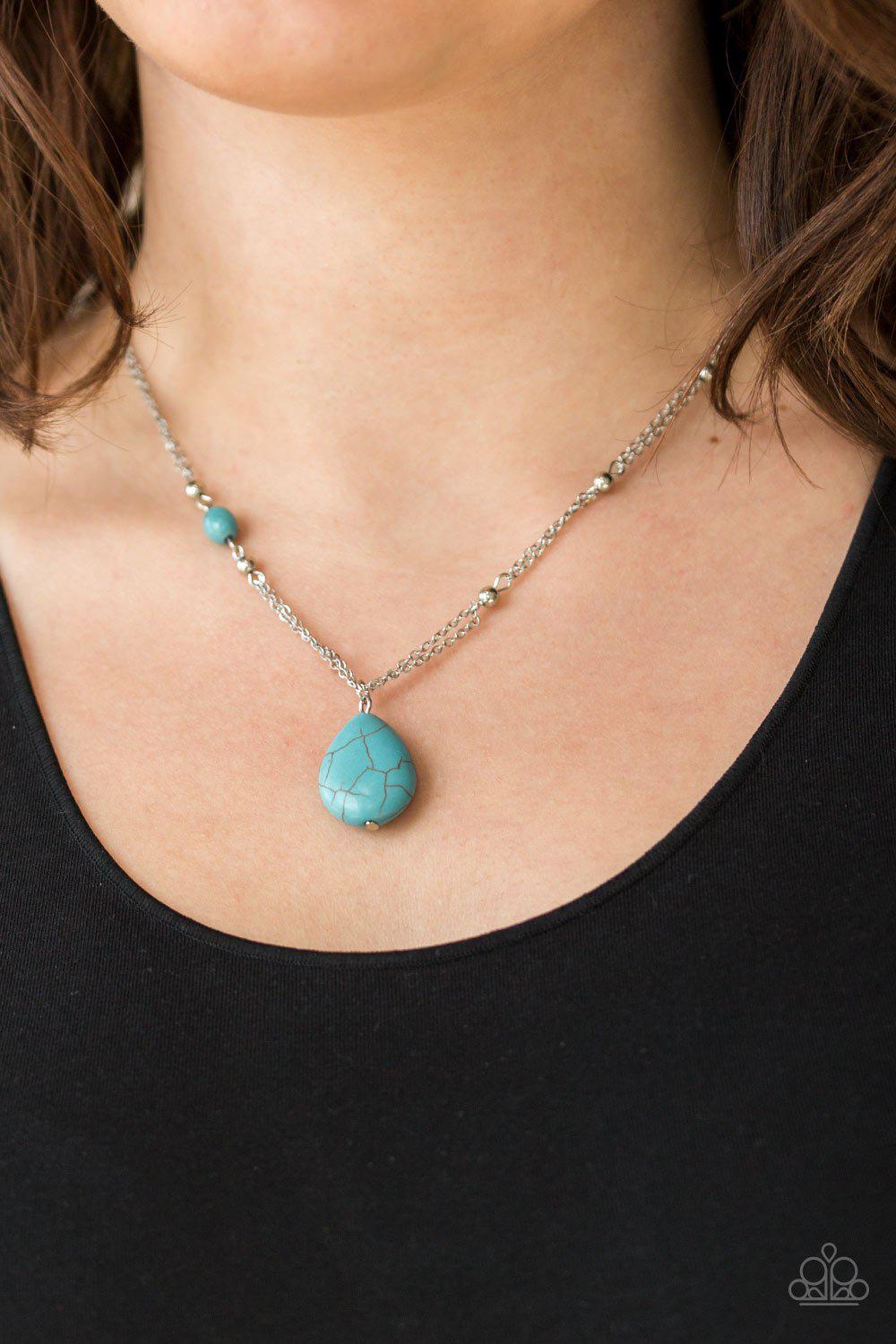 Peaceful Prairies Turquoise Blue Stone Necklace - Paparazzi Accessories- lightbox - CarasShop.com - $5 Jewelry by Cara Jewels