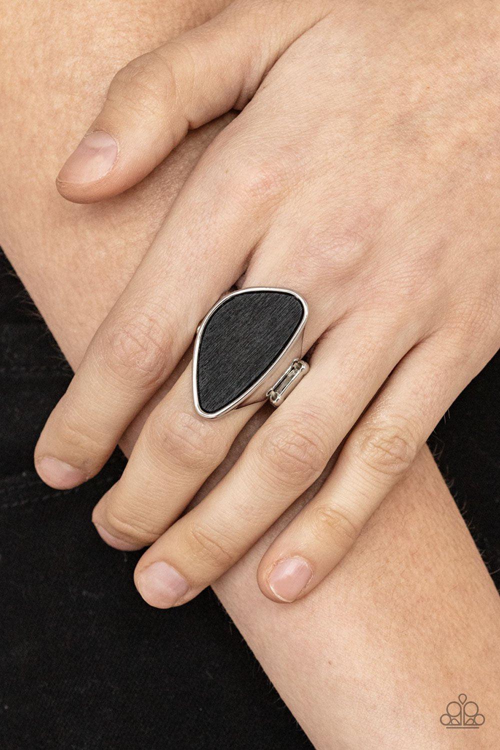 Perfectly Petrified Black Ring - Paparazzi Accessories- model - CarasShop.com - $5 Jewelry by Cara Jewels
