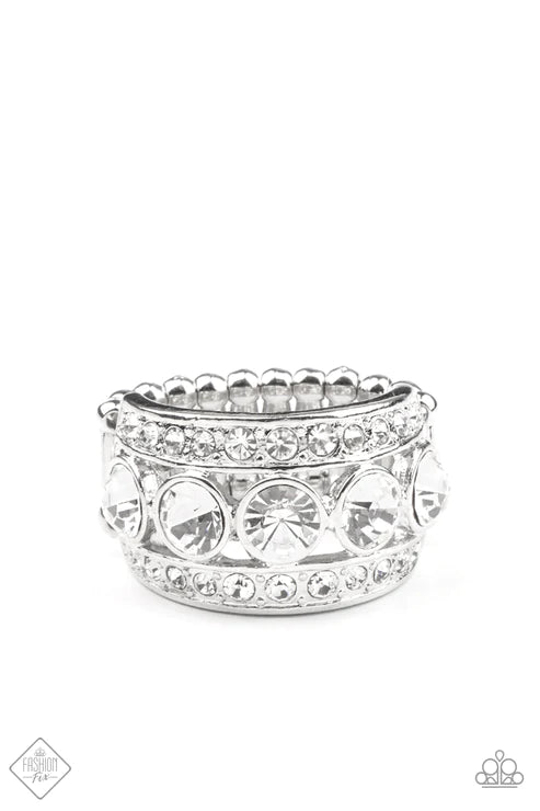 Princess Pedigree White Rhinestone Ring - Paparazzi Accessories- lightbox - CarasShop.com - $5 Jewelry by Cara Jewels