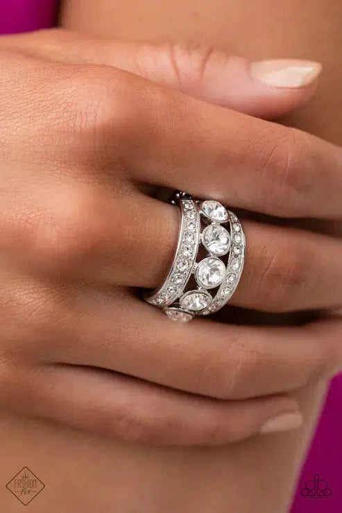 Princess Pedigree White Rhinestone Ring - Paparazzi Accessories- lightbox - CarasShop.com - $5 Jewelry by Cara Jewels