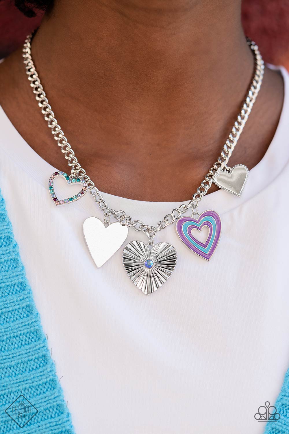 Retro Rhapsody Multi Heart Necklace - Paparazzi Accessories- lightbox - CarasShop.com - $5 Jewelry by Cara Jewels