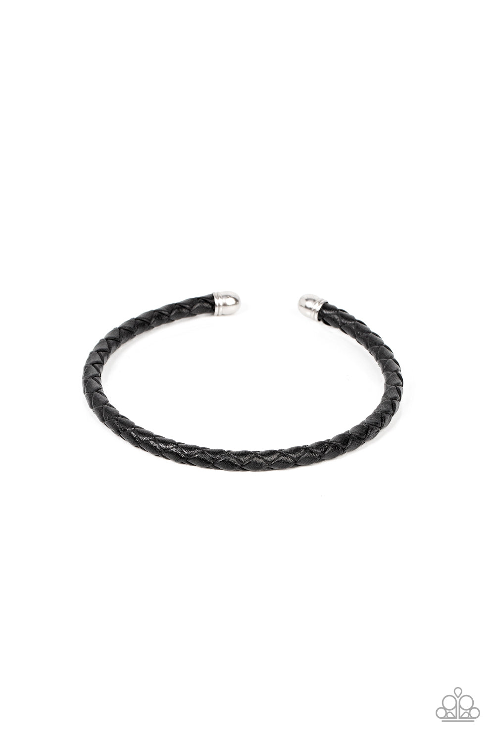 Rustic Wrangler Men&#39;s Black Leather Cuff Bracelet - Paparazzi Accessories- lightbox - CarasShop.com - $5 Jewelry by Cara Jewels