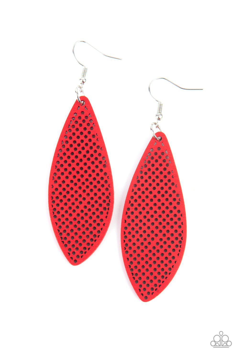 Surf Scene Red Wood Earrings - Paparazzi Accessories- lightbox - CarasShop.com - $5 Jewelry by Cara Jewels