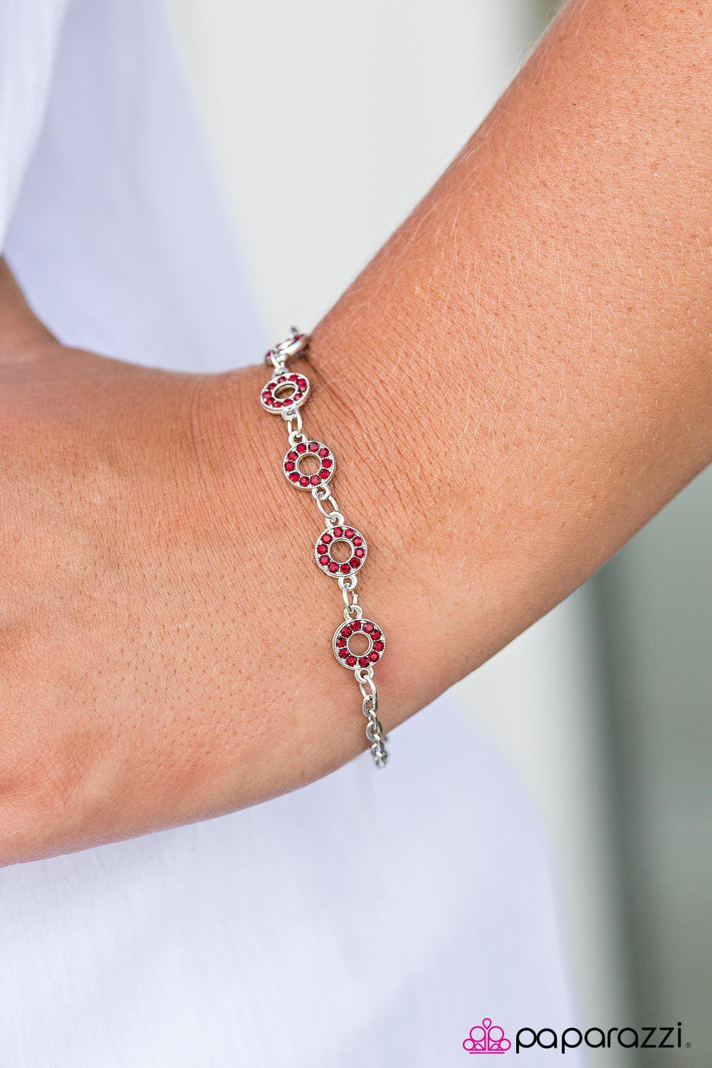 This Time Around Red Gem Bracelet - Paparazzi Accessories-CarasShop.com - $5 Jewelry by Cara Jewels