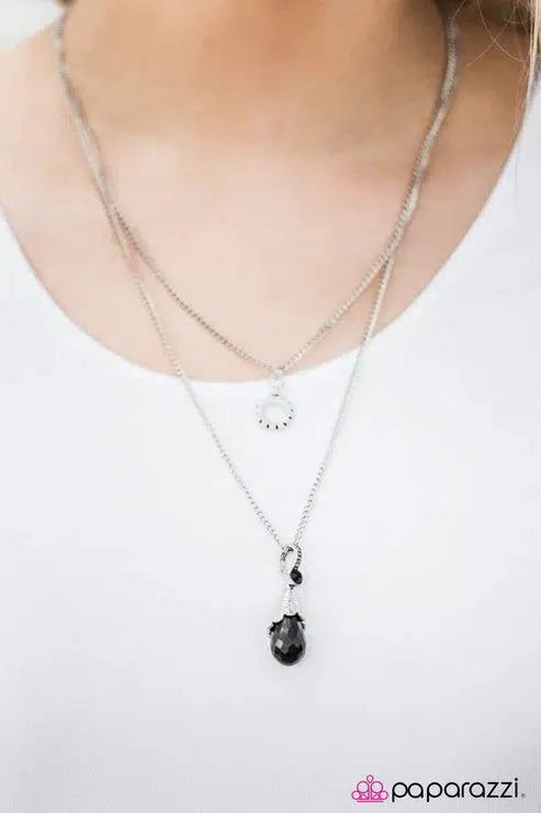 Top Gear Black Necklace - Paparazzi Accessories- on model - CarasShop.com - $5 Jewelry by Cara Jewels