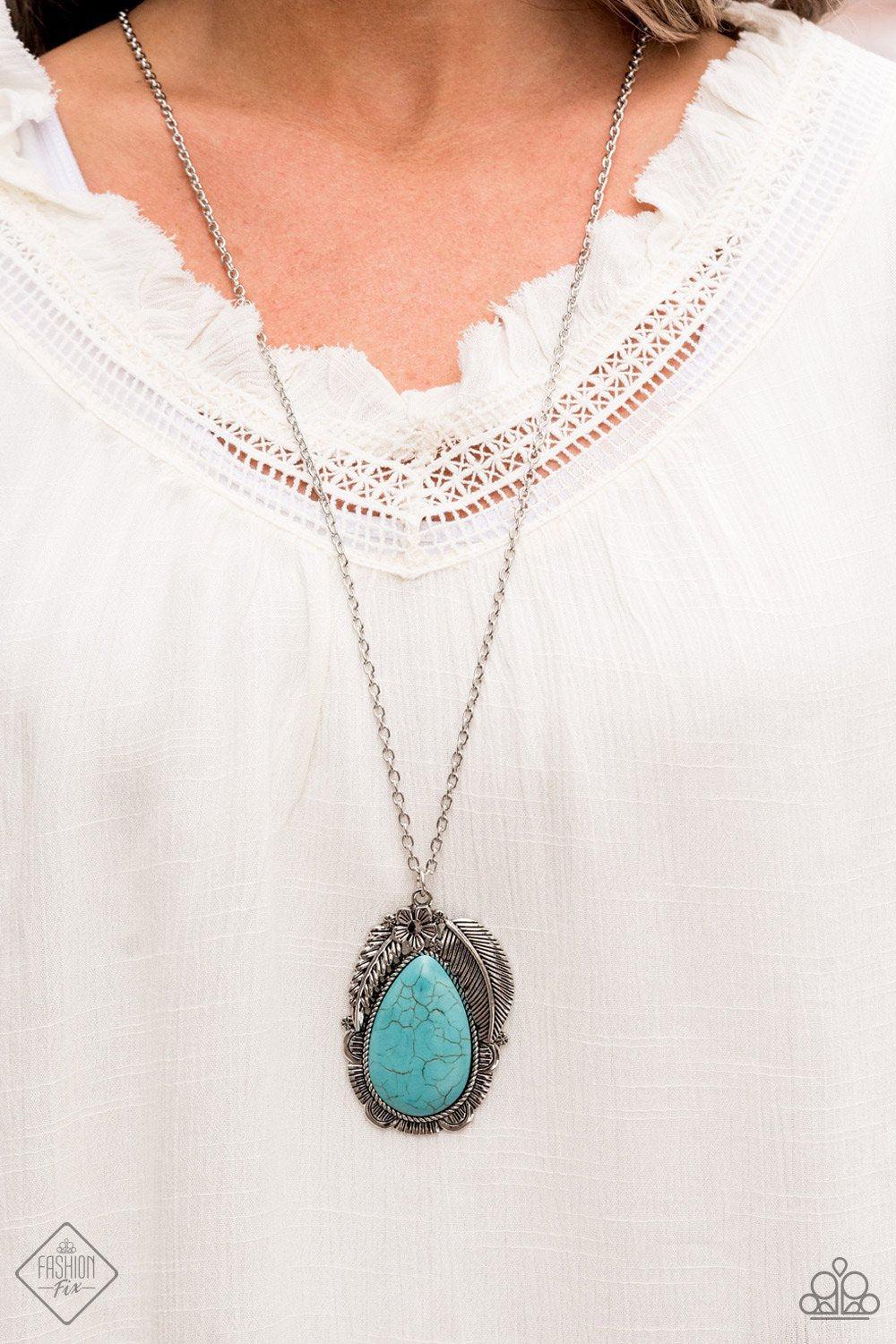Tropical Mirage Turquoise Blue Stone Necklace - Paparazzi Accessories- lightbox - CarasShop.com - $5 Jewelry by Cara Jewels