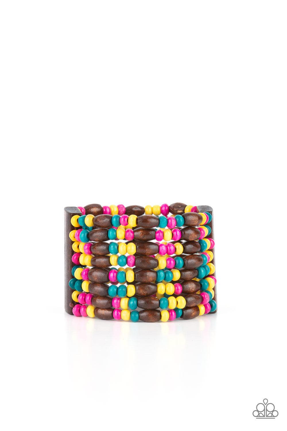 Tropical Nirvana Multi Wood Bracelet - Paparazzi Accessories- lightbox - CarasShop.com - $5 Jewelry by Cara Jewels