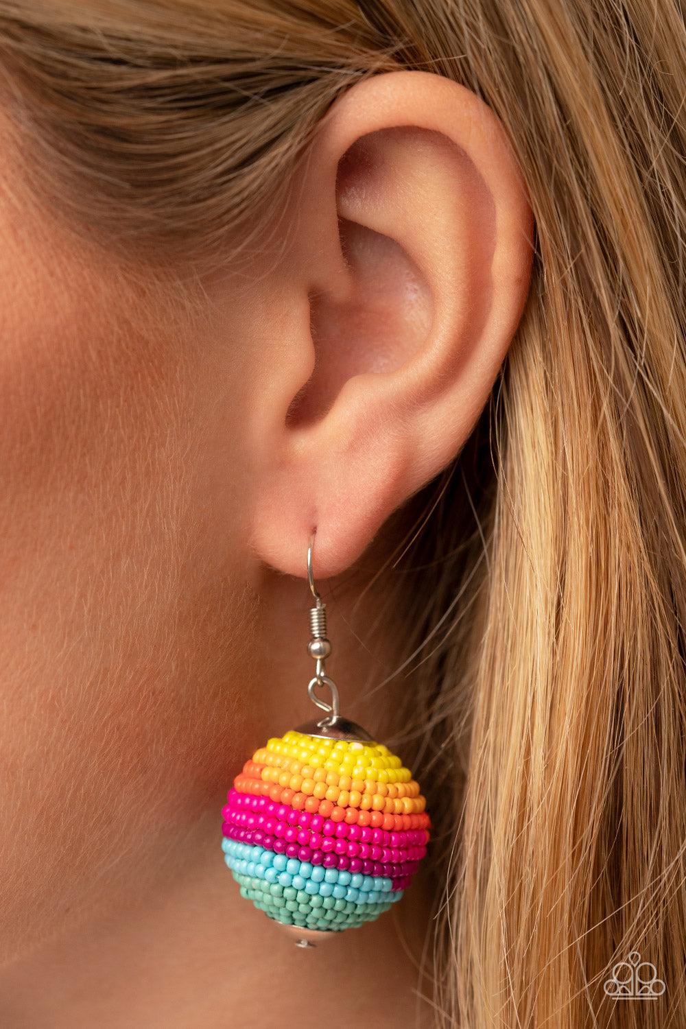 Zest Fest Multi Sead Bead Earrings - Paparazzi Accessories-on model - CarasShop.com - $5 Jewelry by Cara Jewels
