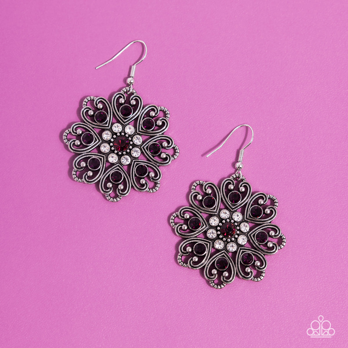 Garden of Love Purple Rhinestone Earrings - Paparazzi Accessories