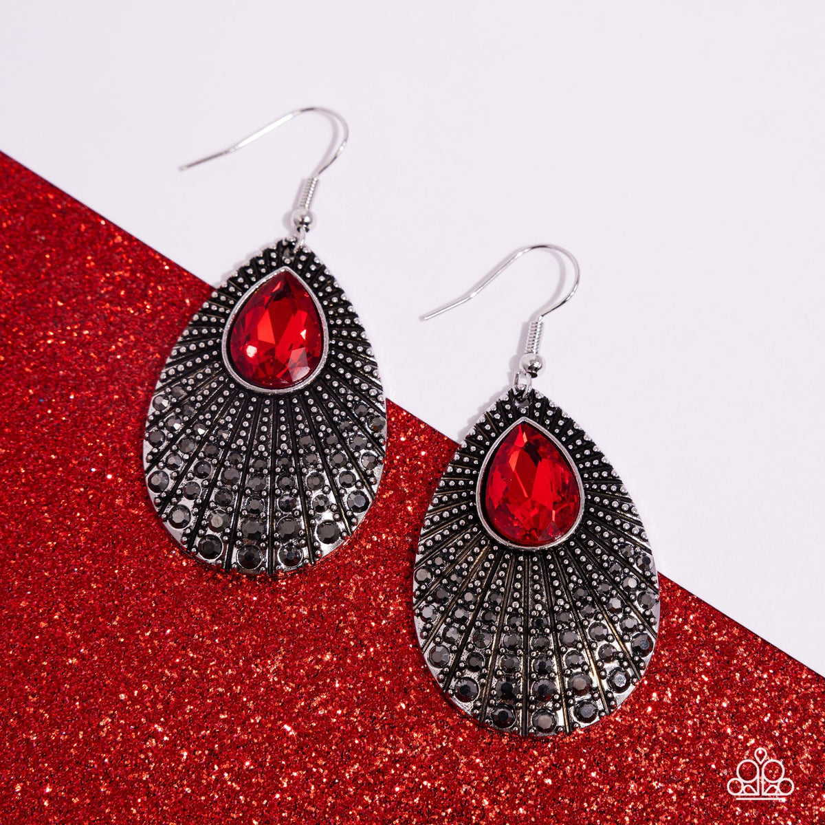 Urban Relic Red &amp; Hematite Rhinestone Earrings - Paparazzi Accessories