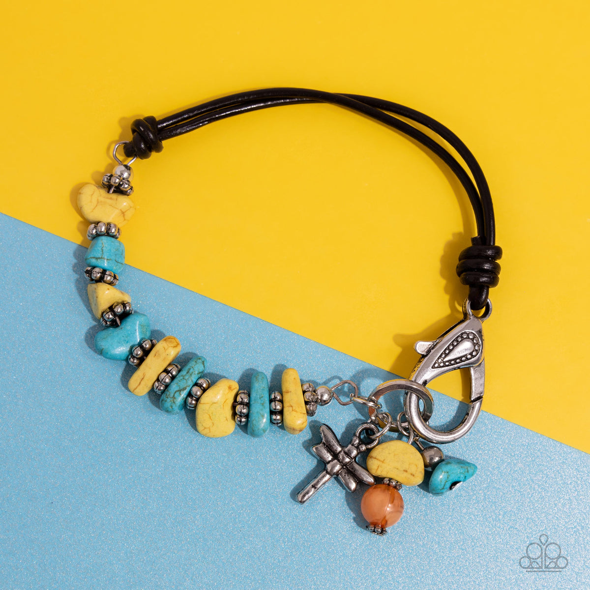 Daring Dragonfly Yellow Stone &amp; Leather Urban Bracelet - Paparazzi Accessories