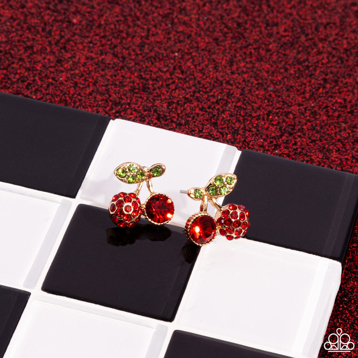 Cherry Candidate Gold &amp; Red Rhinestone Earrings - Paparazzi Accessories
