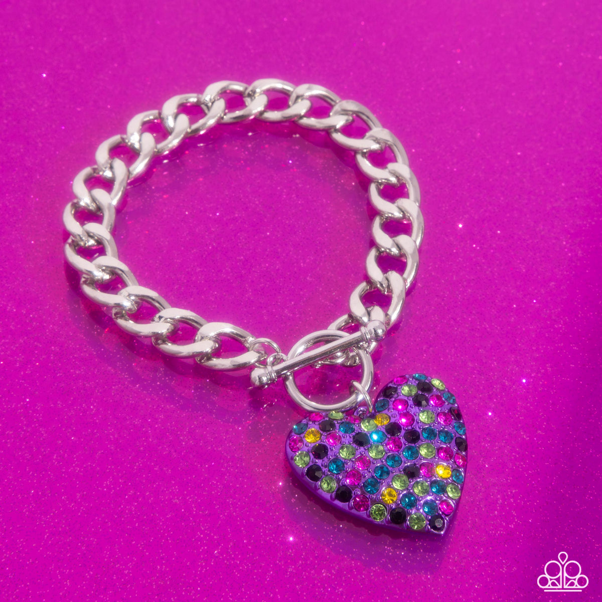 Enamored Elegance Purple Rhinestone Heart Bracelet - Paparazzi Accessories