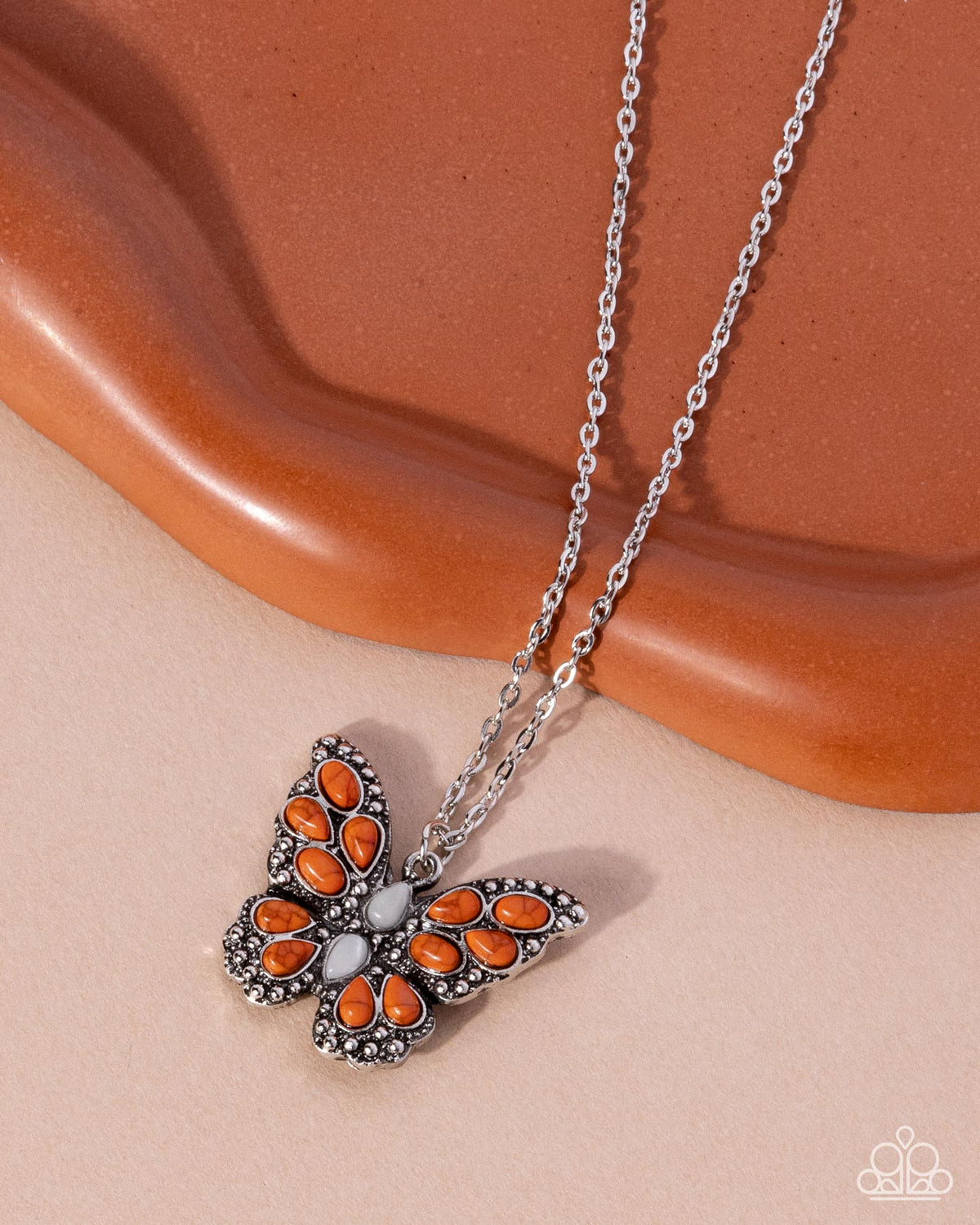 Santa Fe Satisfaction Orange Stone Butterfly Necklace - Paparazzi Accessories