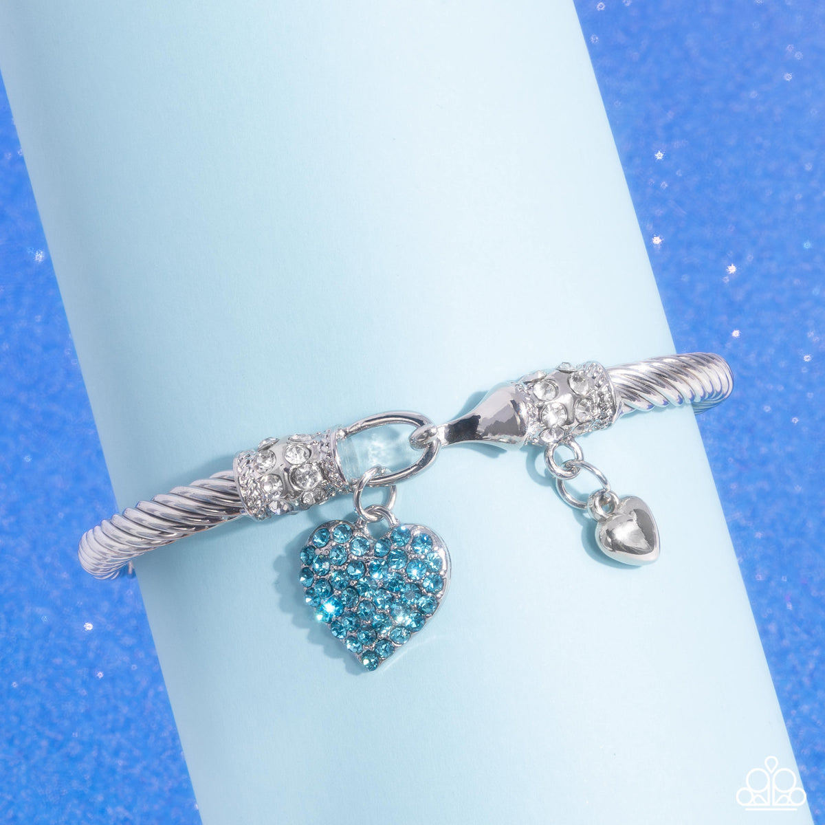 Heart Hour Blue Rhinestone Bracelet - Paparazzi Accessories