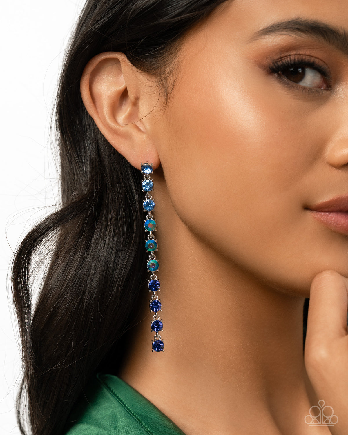 Opulent Ombre Blue Rhinestone Earrings - Paparazzi Accessories