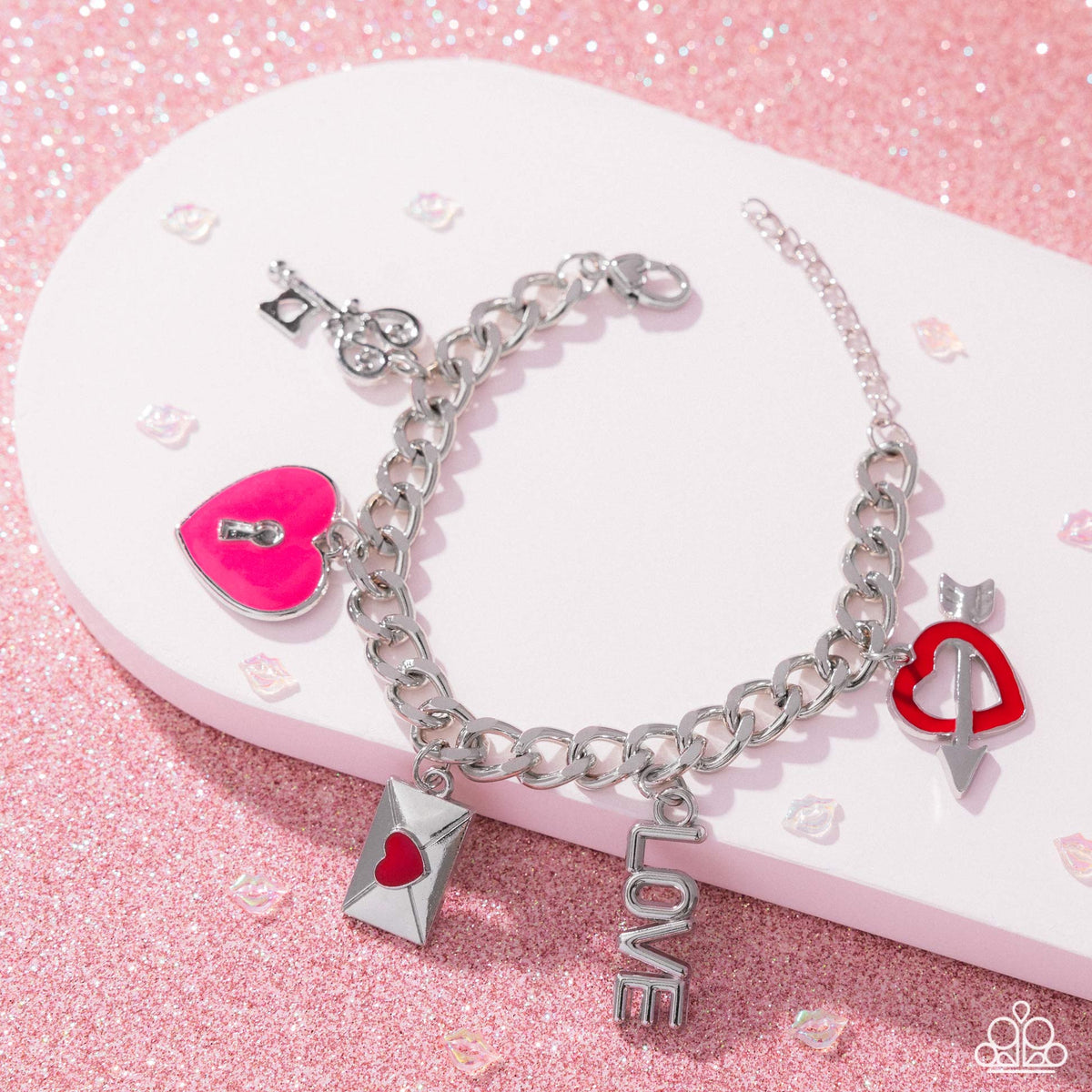 Valentines Variety Multi Heart Charm Bracelet - Paparazzi Accessories