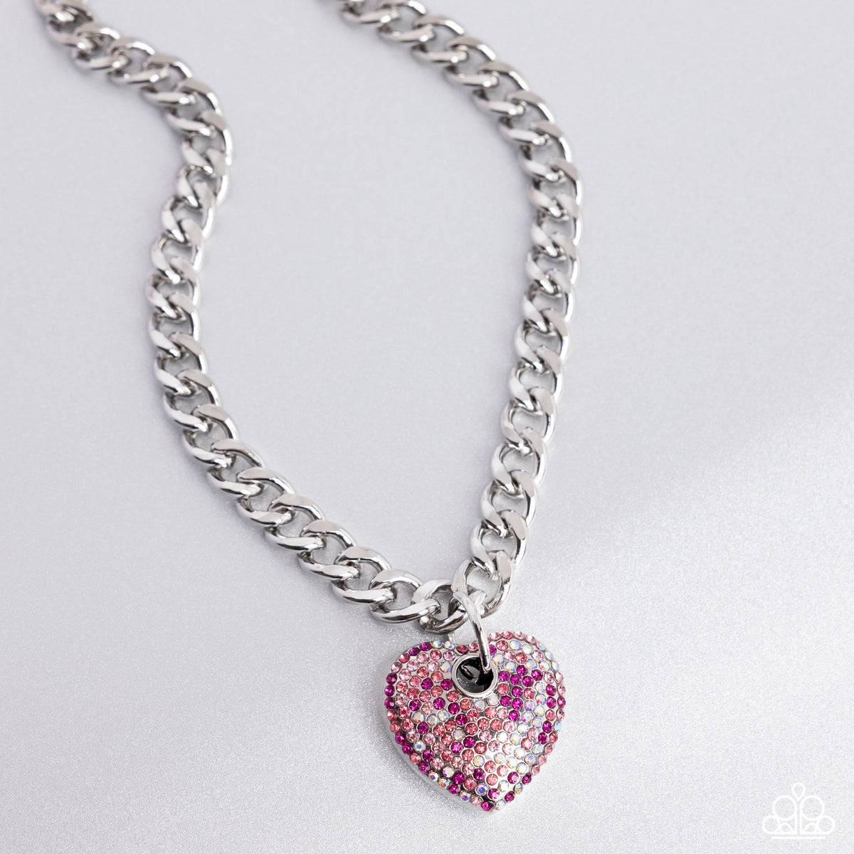 Ardent Affection Pink Rhinestone Heart Necklace - Paparazzi Accessories