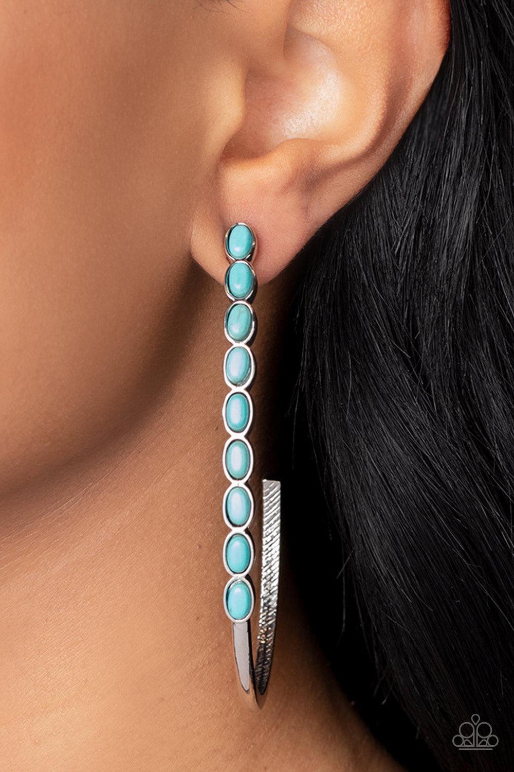 Artisan Soul Turquoise Blue Stone Hoop Earrings - Paparazzi Accessories