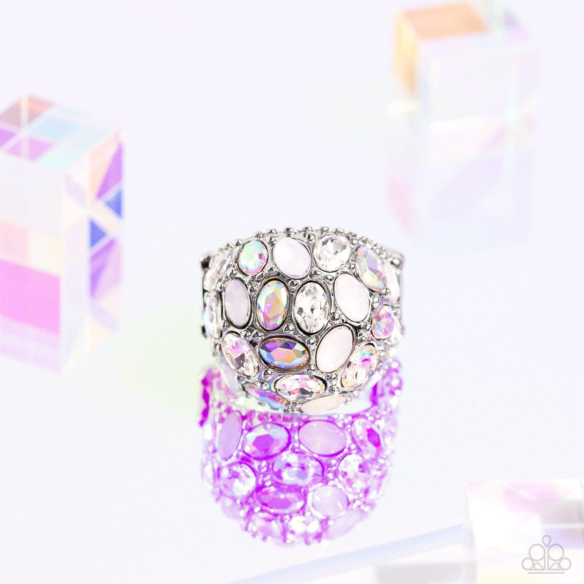 BLING Loud and Proud White &amp; Iridescent Gem Ring - Paparazzi Accessories