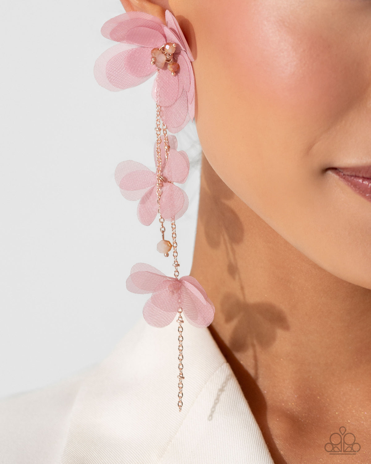 Balletcore Pink Flower Earrings - Paparazzi Accessories