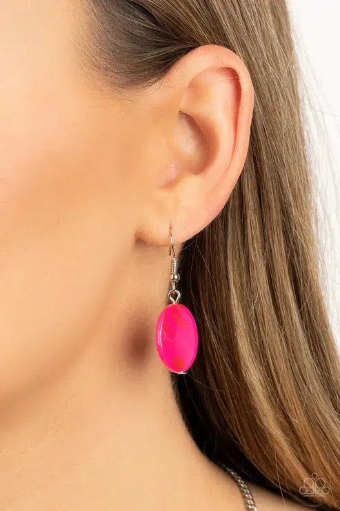 Beach Hub Pink Necklace - Paparazzi Accessories - free matching earrings -CarasShop.com - $5 Jewelry by Cara Jewels
