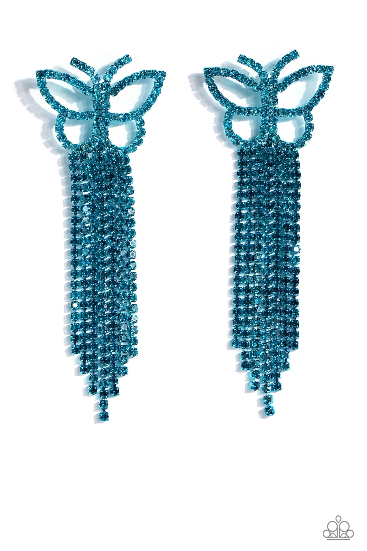 Billowing Butterflies Blue Earrings - Paparazzi Accessories