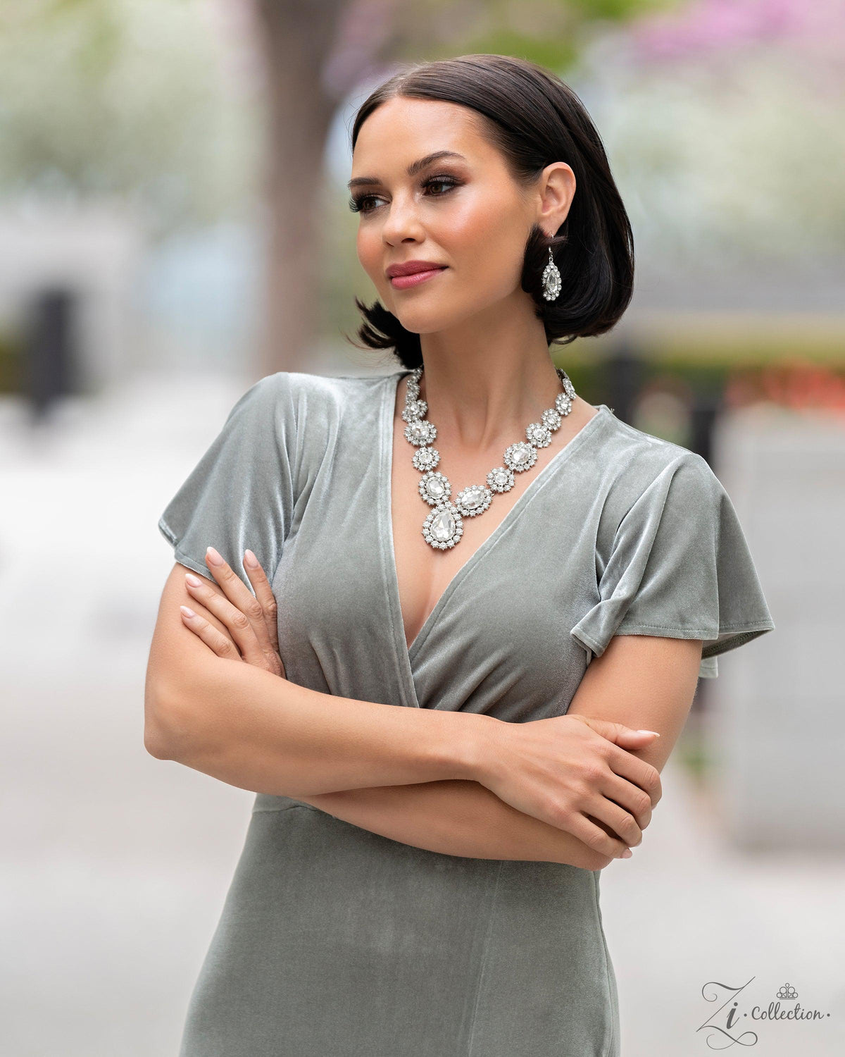 Everlasting 2023 Zi Collection Necklace - Paparazzi Accessories stylized on model in casual dress - CarasShop.com - $5 Jewelry by Cara Jewels