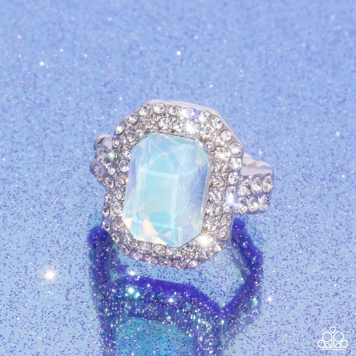 Faceted Fidelity Blue Opalescent Gem Ring - Paparazzi Accessories