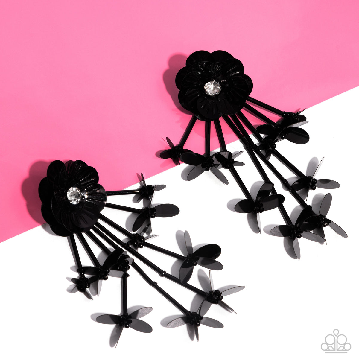 Floral Future Black Earrings - Paparazzi Accessories