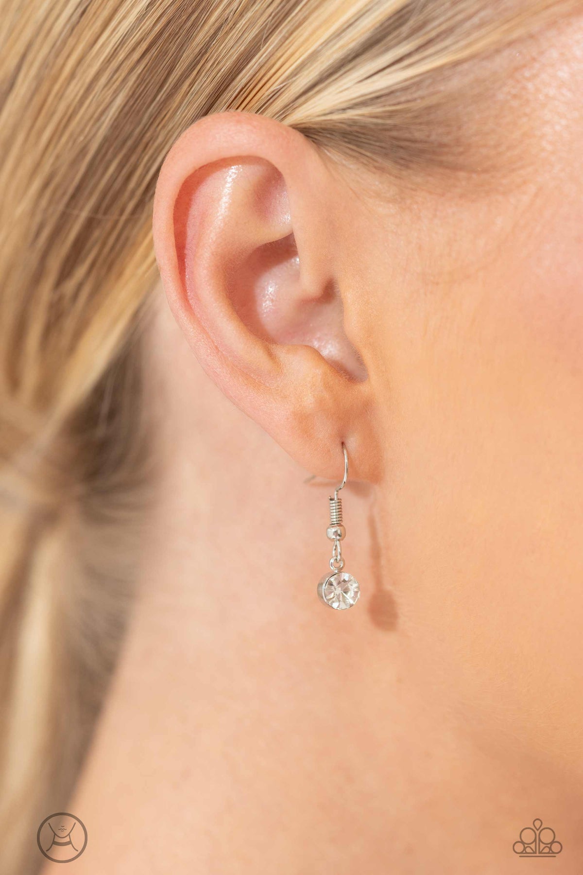 Glistening Gallery White Rhinestone Choker Necklace - Paparazzi Accessories - free matching earrings - CarasShop.com - $5 Jewelry by Cara Jewels