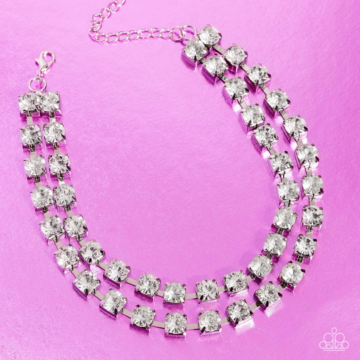 Glistening Gallery White Rhinestone Choker Necklace - Paparazzi Accessories