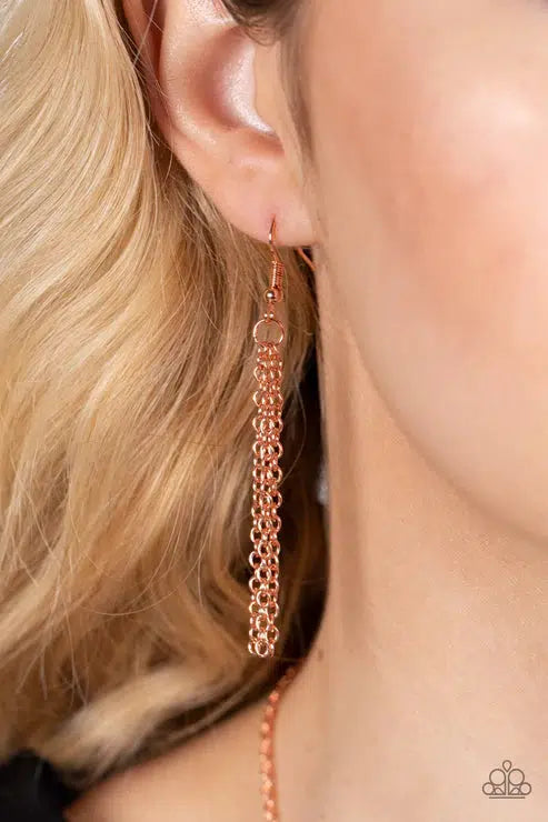 Marrakesh Mystery Copper Necklace - Paparazzi Accessories - free matching earrings -CarasShop.com - $5 Jewelry by Cara Jewels