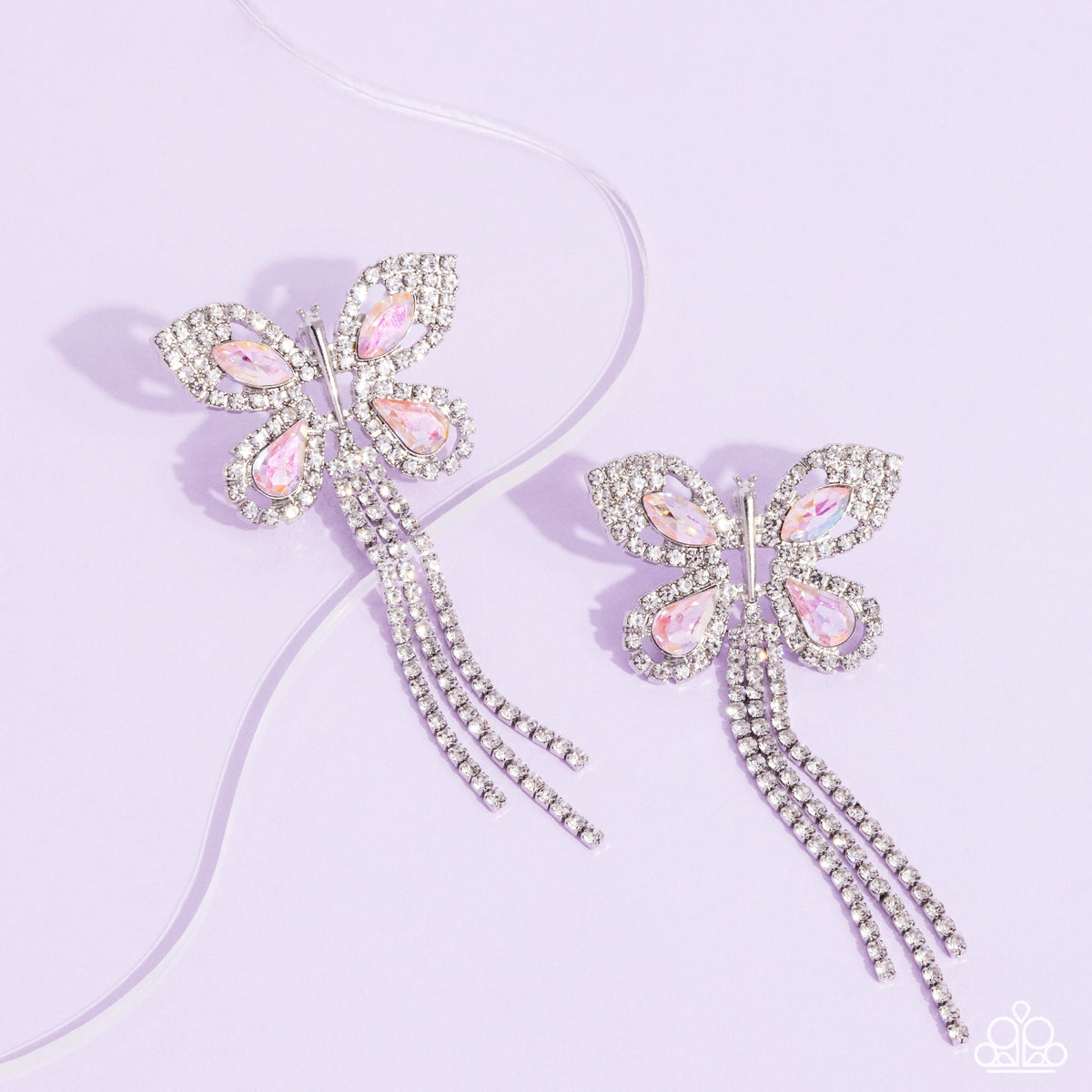 Next SOAR Pink Rhinestone Butterfly Earrings - Paparazzi Accessories