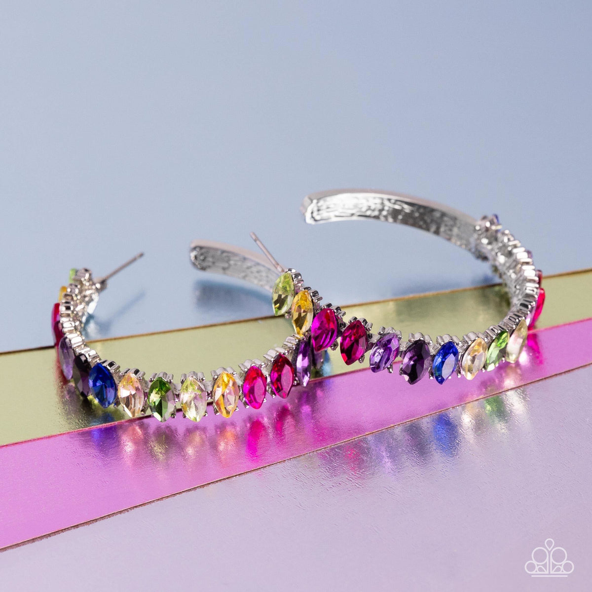 Rainbow Range Multi Rhinestone Hoop Earrings - Paparazzi Accessories