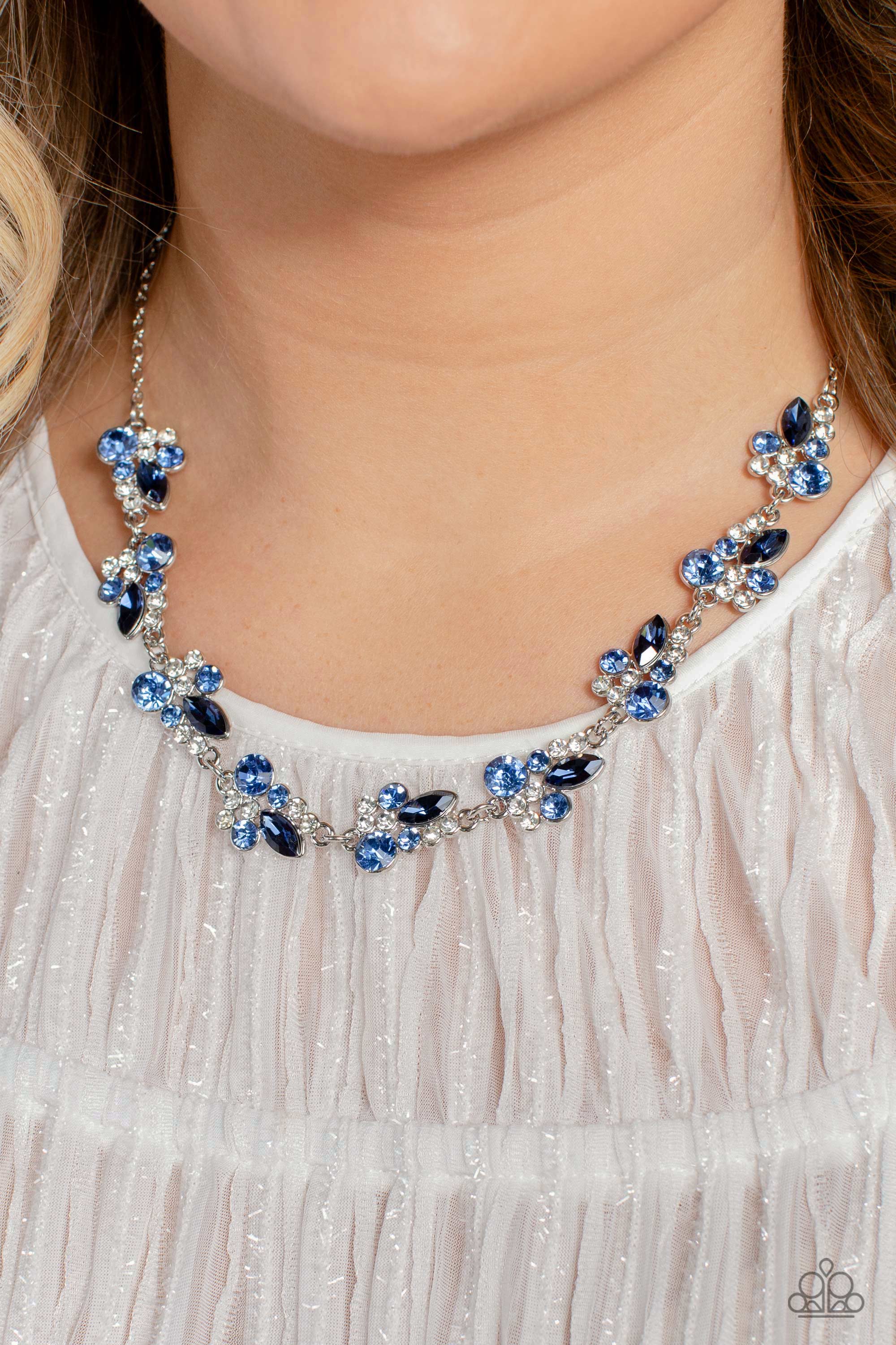 Swimming in Sparkles Blue Rhinestone Necklace - Paparazzi Accessories- lightbox - CarasShop.com - $5 Jewelry by Cara Jewels