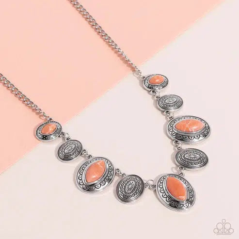 Textured Trailblazer Orange Necklace - Paparazzi Accessories
