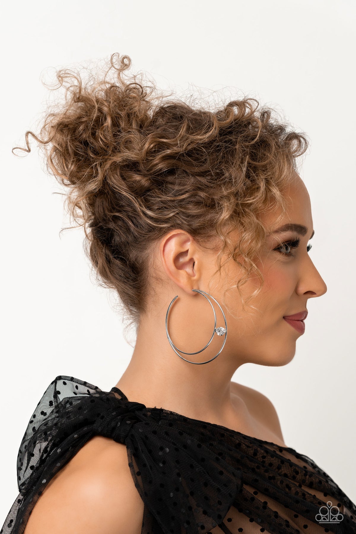 Theater HOOP White Hoop Earrings - Paparazzi Accessories