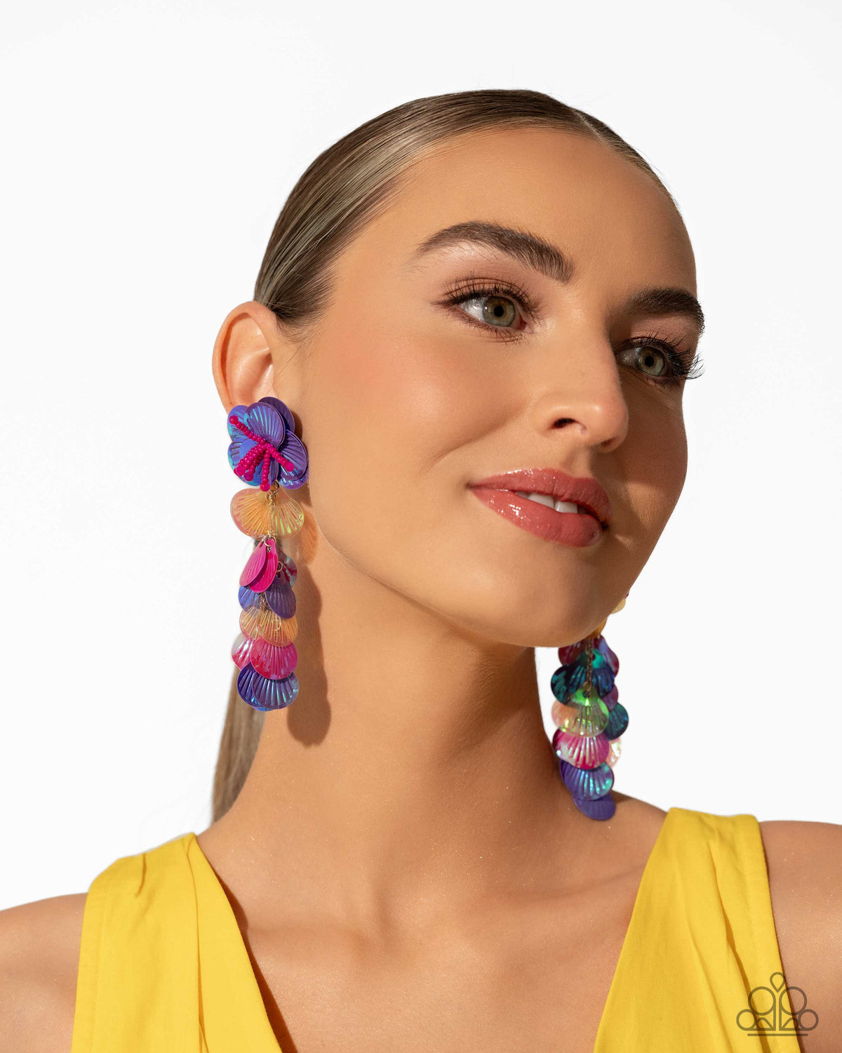 Under the Waves Purple Sequin Earrings - Paparazzi Accessories