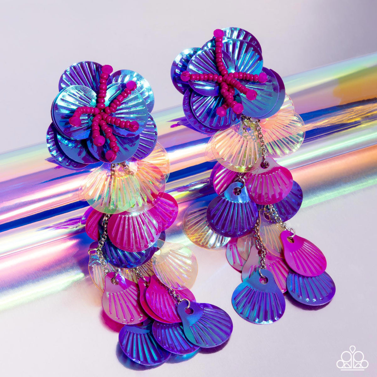 Under the Waves Purple Sequin Earrings - Paparazzi Accessories