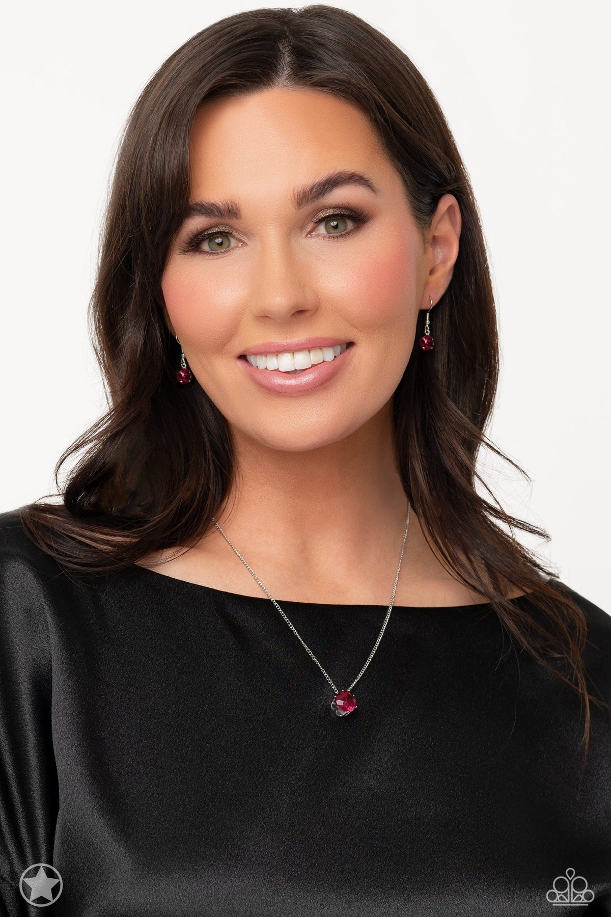 What a Gem Pink Rhinestone Necklace - Paparazzi Accessories - on bust - CarasShop.com - $5 Jewelry by Cara Jewels