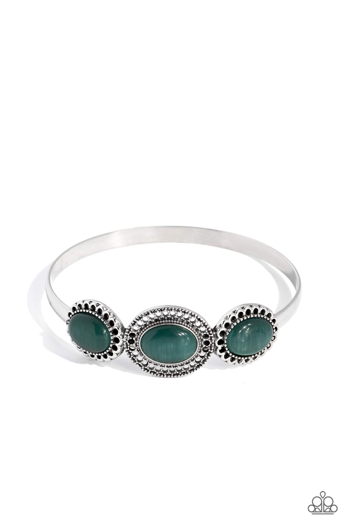 A DAYDREAM Come True Green Cat&#39;s Eye Stone Bangle Bracelet - Paparazzi Accessories- lightbox - CarasShop.com - $5 Jewelry by Cara Jewels