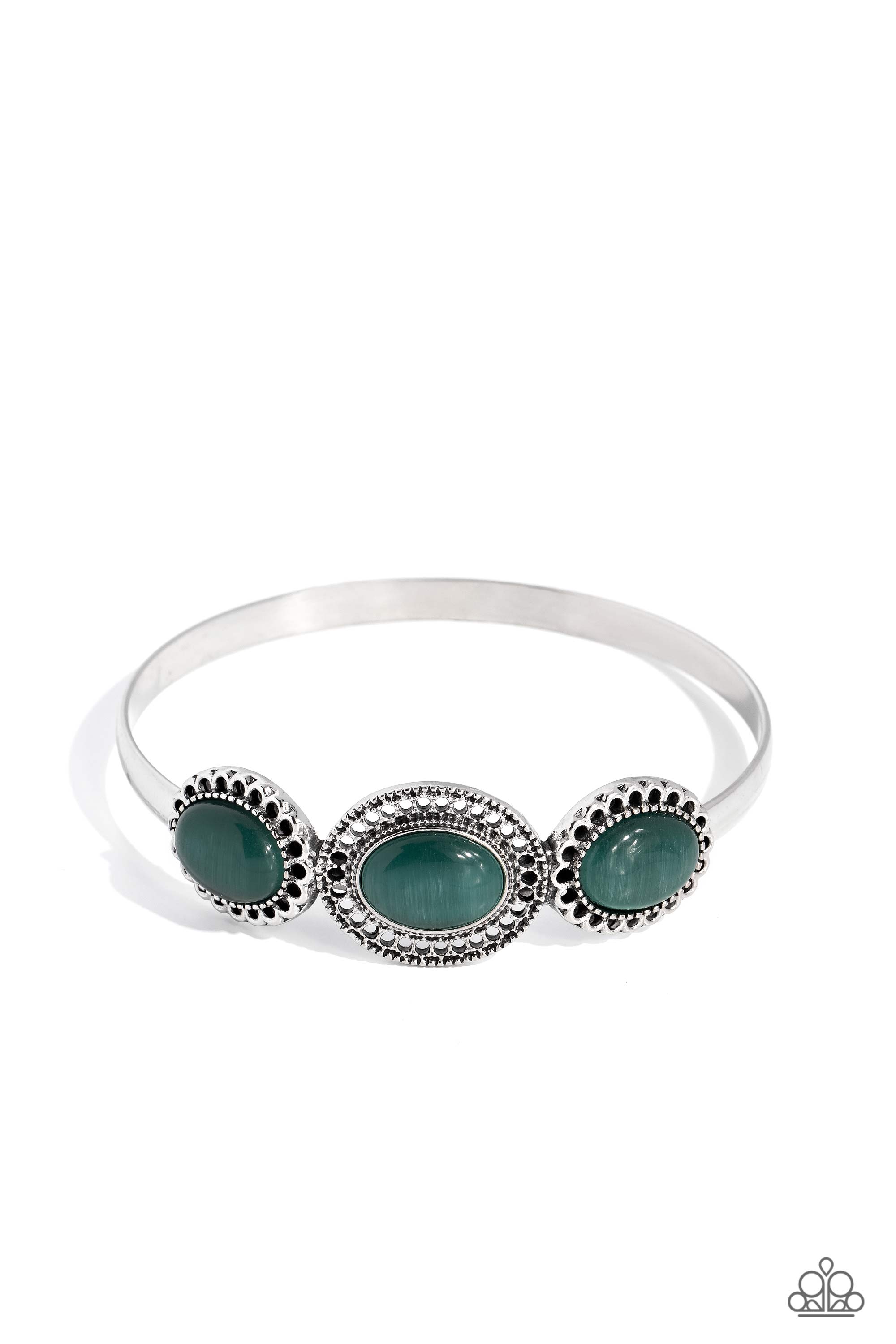 A DAYDREAM Come True Green Cat's Eye Stone Bangle Bracelet - Paparazzi Accessories- lightbox - CarasShop.com - $5 Jewelry by Cara Jewels