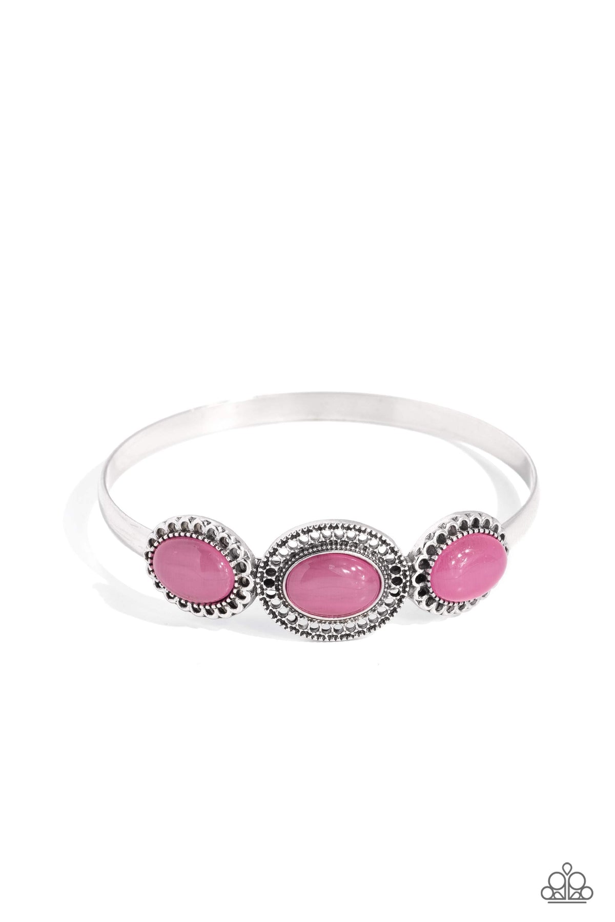 A DAYDREAM Come True Pink Cat&#39;s Eye Stone Bangle Bracelet - Paparazzi Accessories- lightbox - CarasShop.com - $5 Jewelry by Cara Jewels